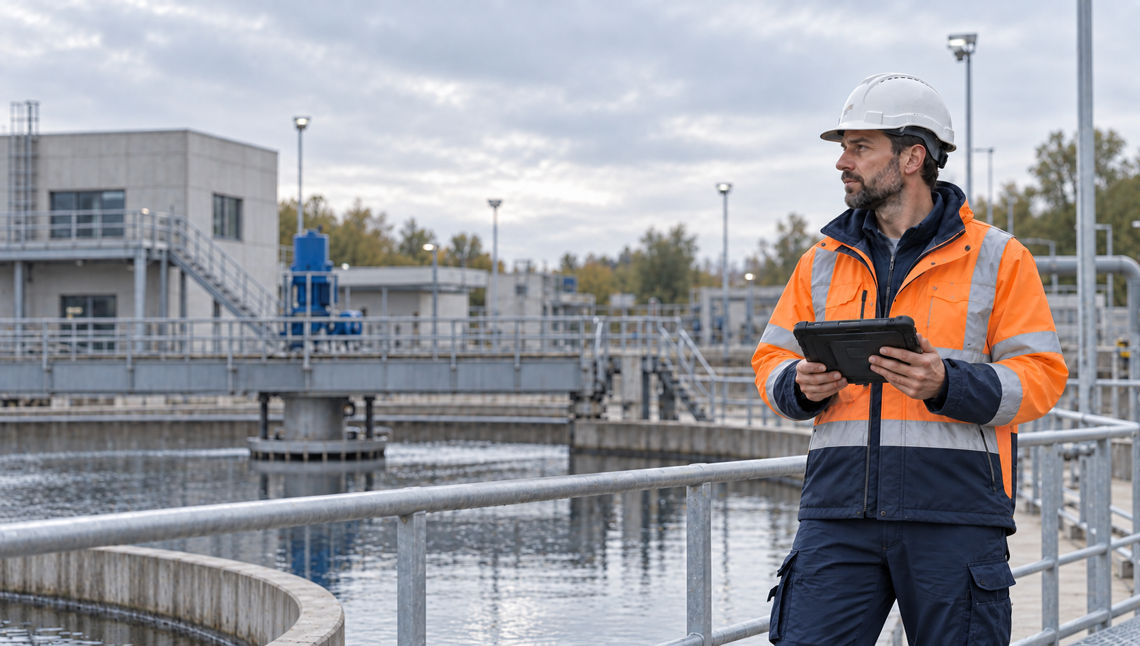 Operator using a ruggedised tablet in critical infrastructure